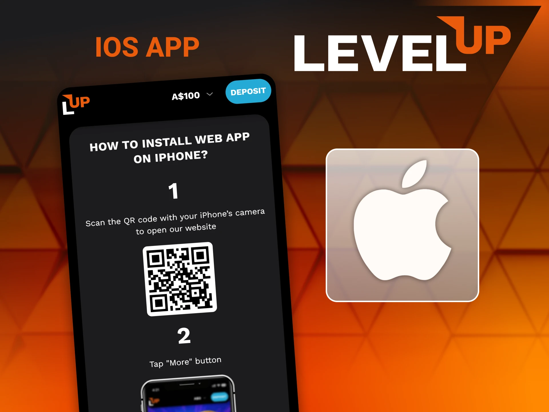 Level Up Casino iOS app download steps for iPhone and iPad running iOS 12.0 or later via App Store.