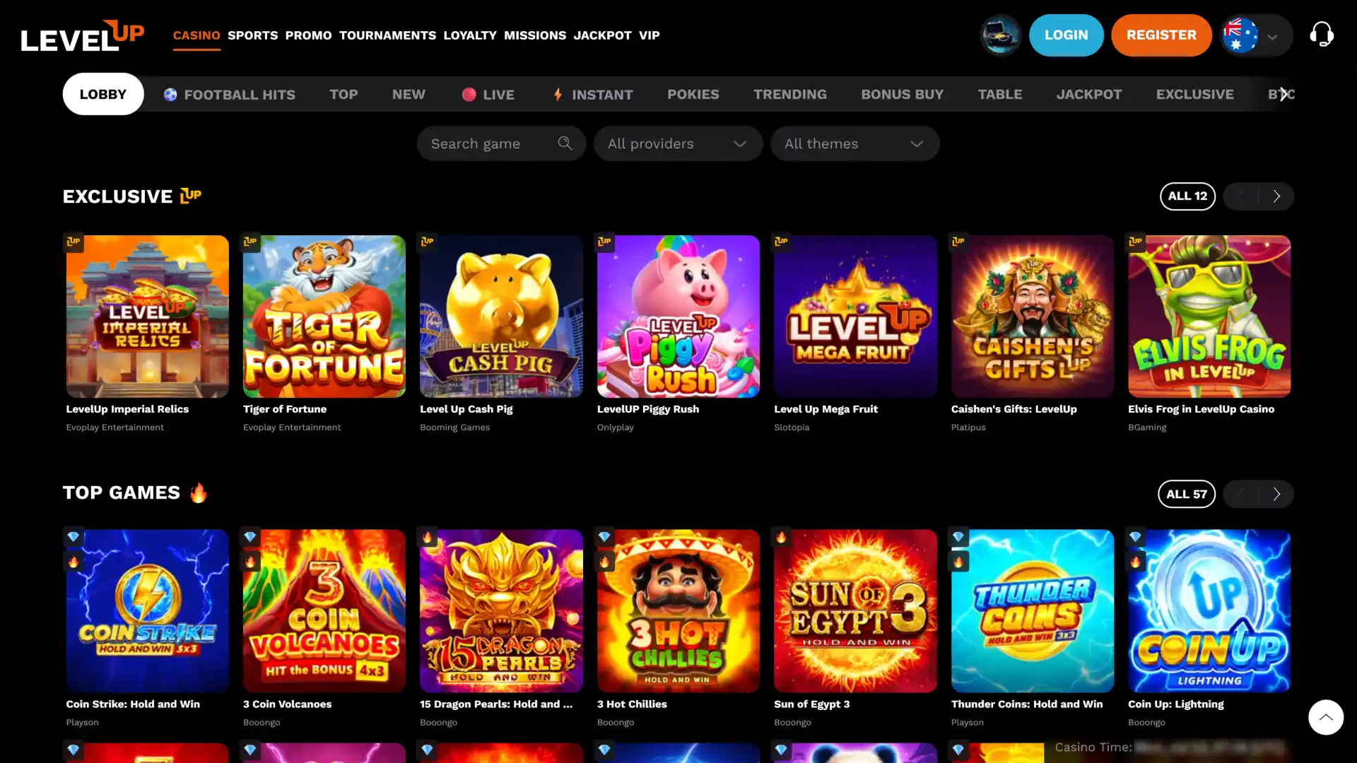 Explore the vast collection of online casino games at Level Up.